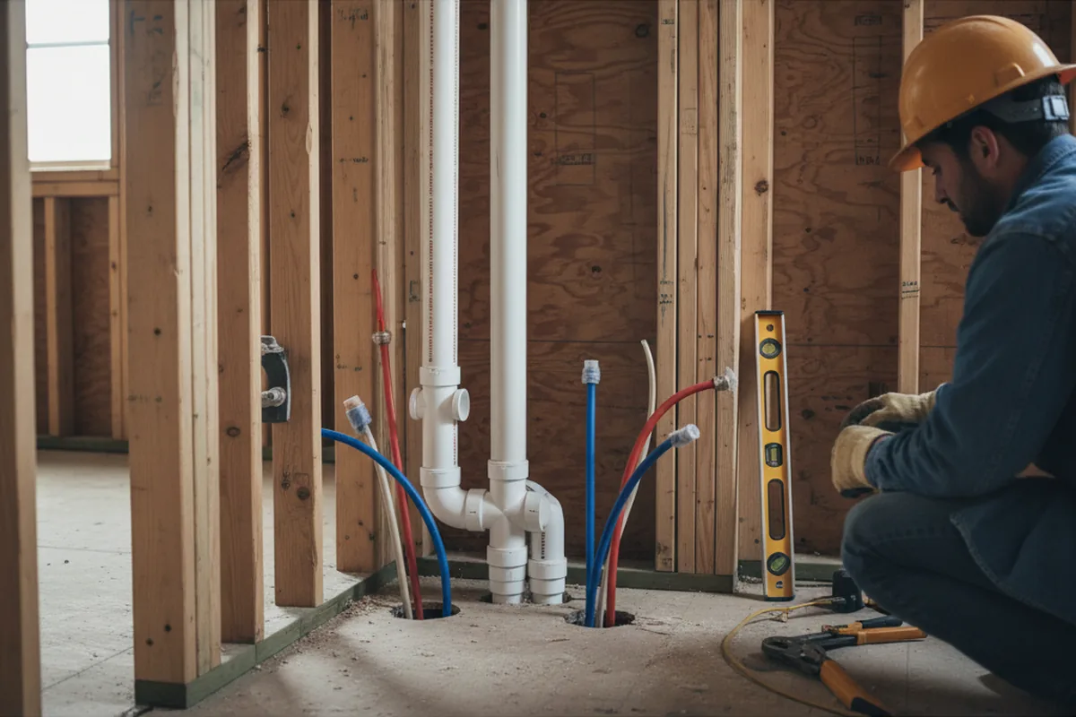 Drain and supply rough-in during Leak Detection in Zenia