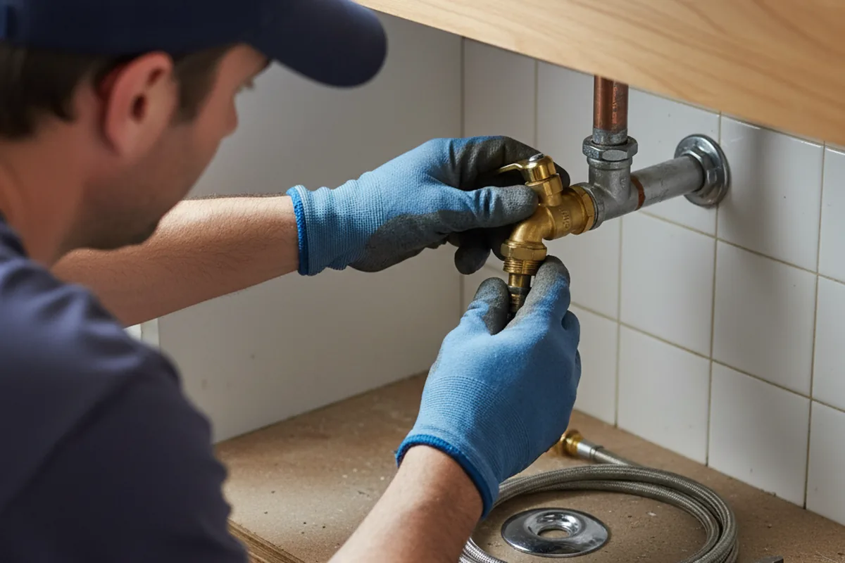 Shutoff valve and fitting work during Burst Pipe Repair in Zenia